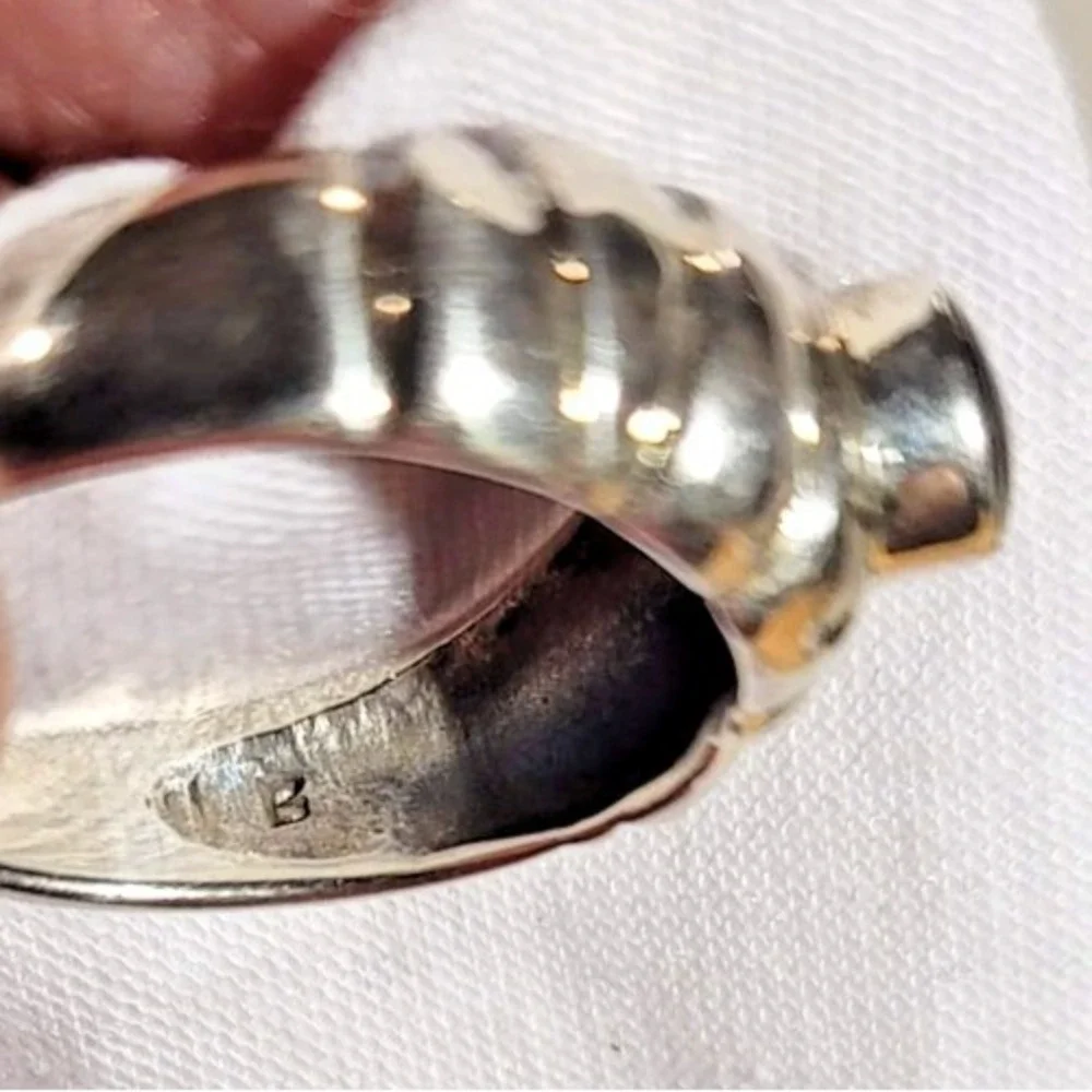 Sterling Silver 925‎ Black Onyx Gemstone Ring Womens 10 Dome Cabochon Cocktail